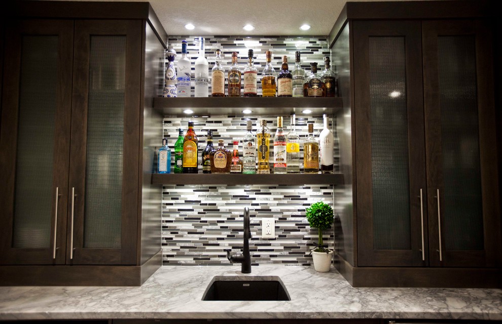 Marble Backsplash Tile Wine Cellar Transitional with Basement Cabinetry Calgary Contemporary