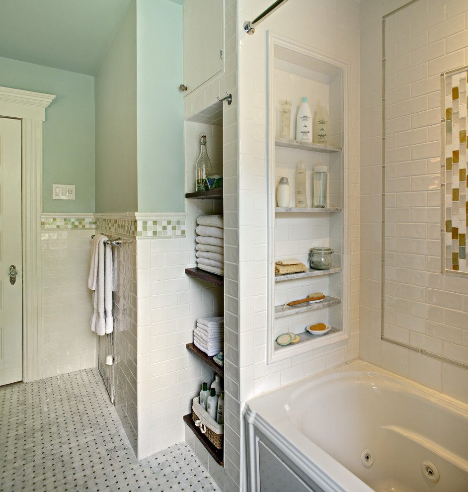Marble Basketweave Floor Tile Bathroom Traditional with Accent Tile Basketweave Floor