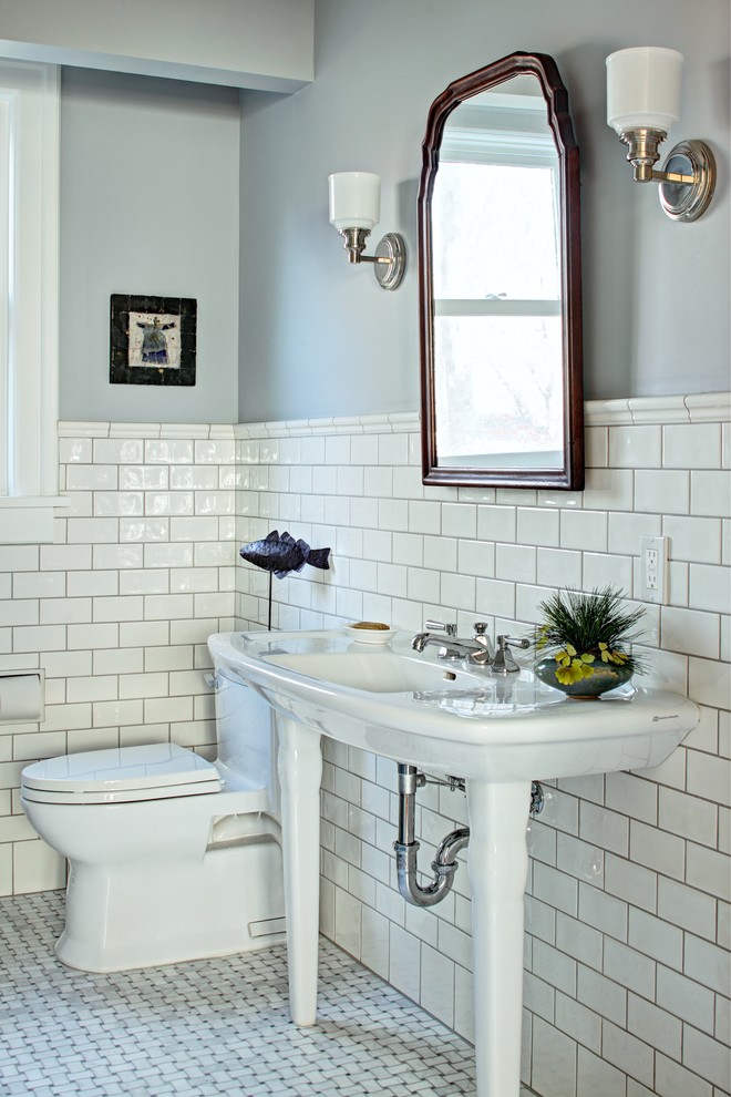 Marble Basketweave Floor Tile Bathroom Traditional with Antique Mirror Basketweave Tile
