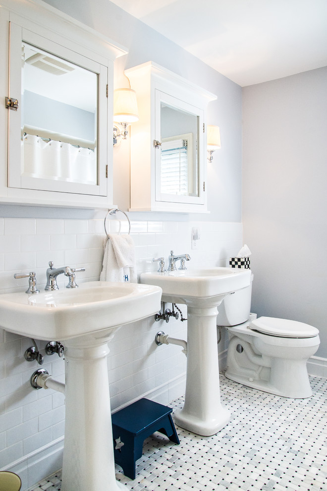 Marble Basketweave Floor Tile Bathroom Traditional with Basketweave Floor Tile Mirrored