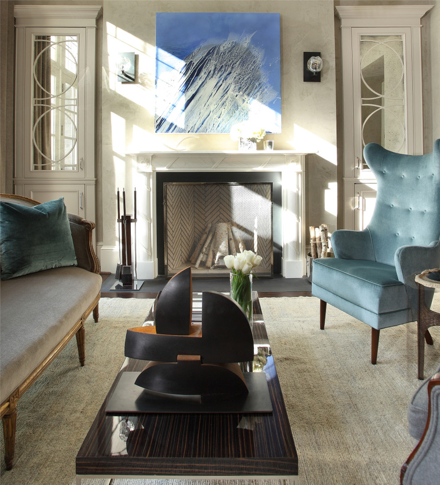 Marble Fireplace Surrounds Living Room Transitional with Elegant French Antiques Modern