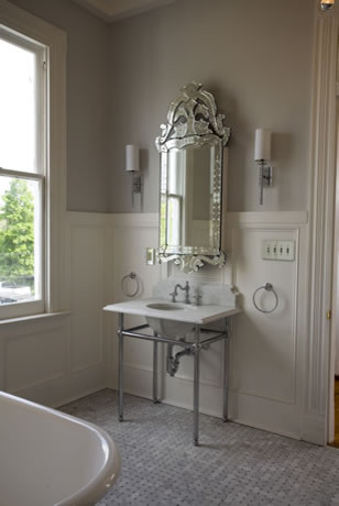 Marble Mosaic Tile Bathroom Traditional with None 1