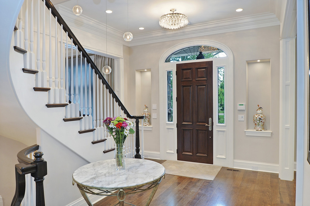 Marble Table Tops Entry Traditional with Arched Window Bubble Pendants