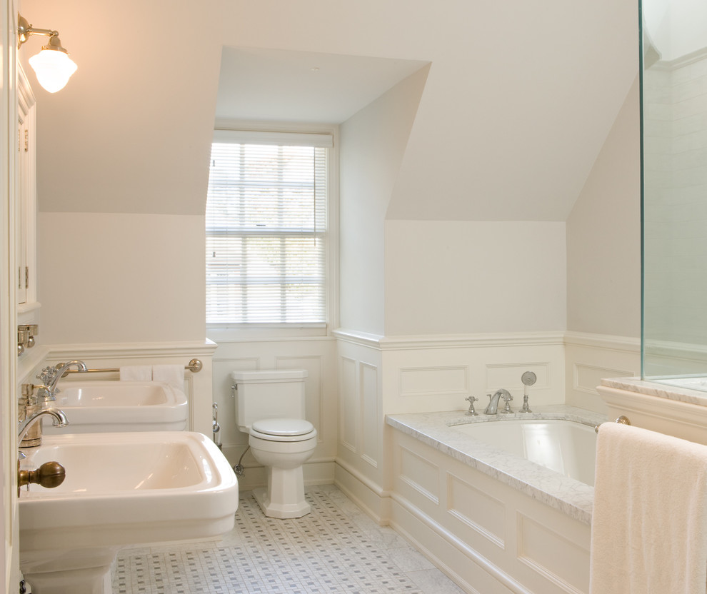 Marble Tub Surround Bathroom Traditional with Bathroom Bathroom with Dormer