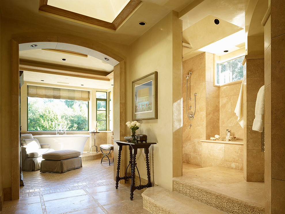 Master Bedroom Sets Bathroom Mediterranean with Arched Doorway Armchair Console