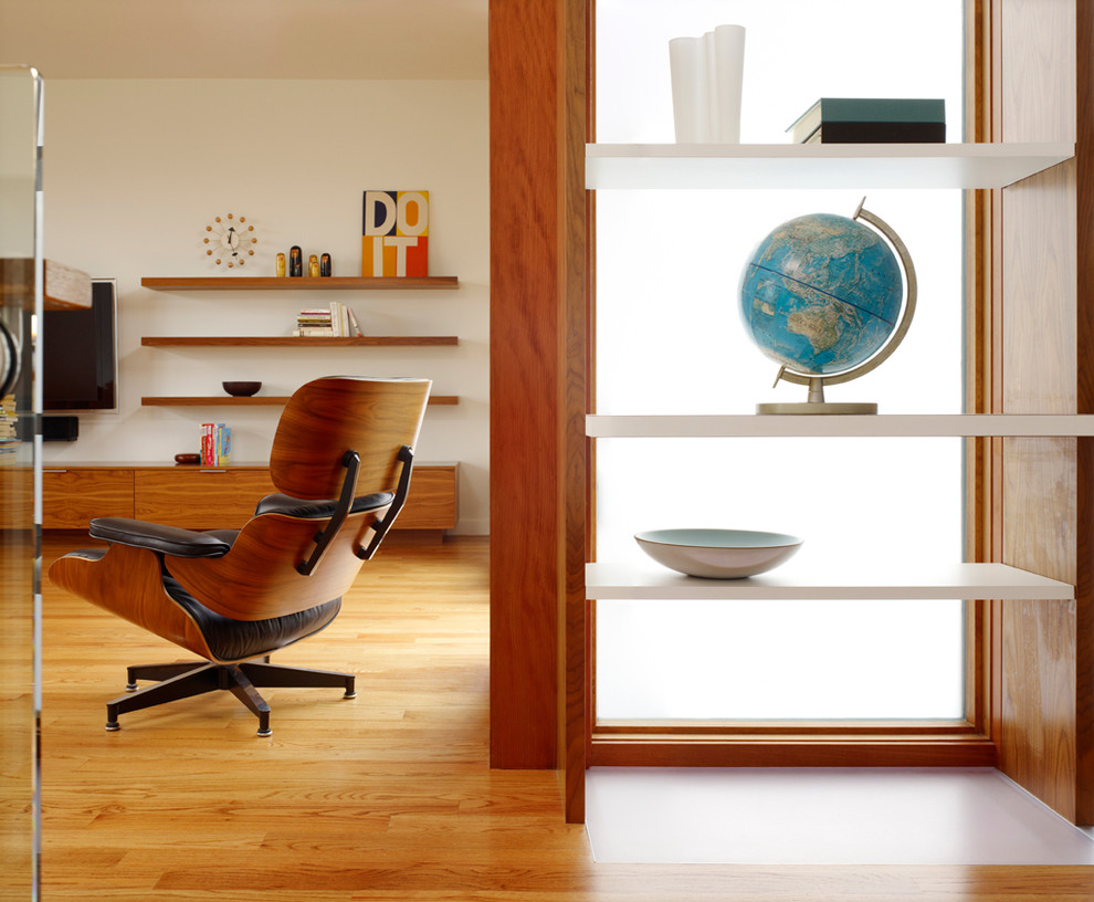 Media Console Ideas Family Room Contemporary with Floating Shelves Frosted Glass