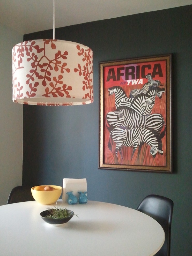 Mediterranean Furniture Style Dining Room Eclectic with Air Plants Artwork Centerpiece