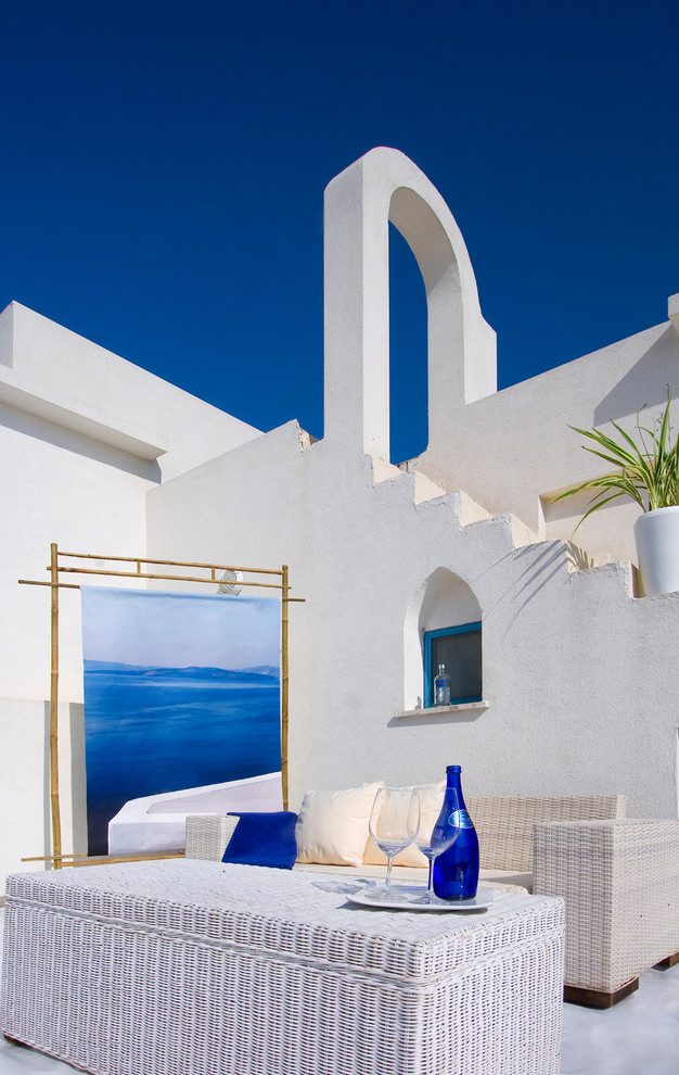 Mediterranean Furniture Style Patio Mediterranean with Built Ins Container Plants