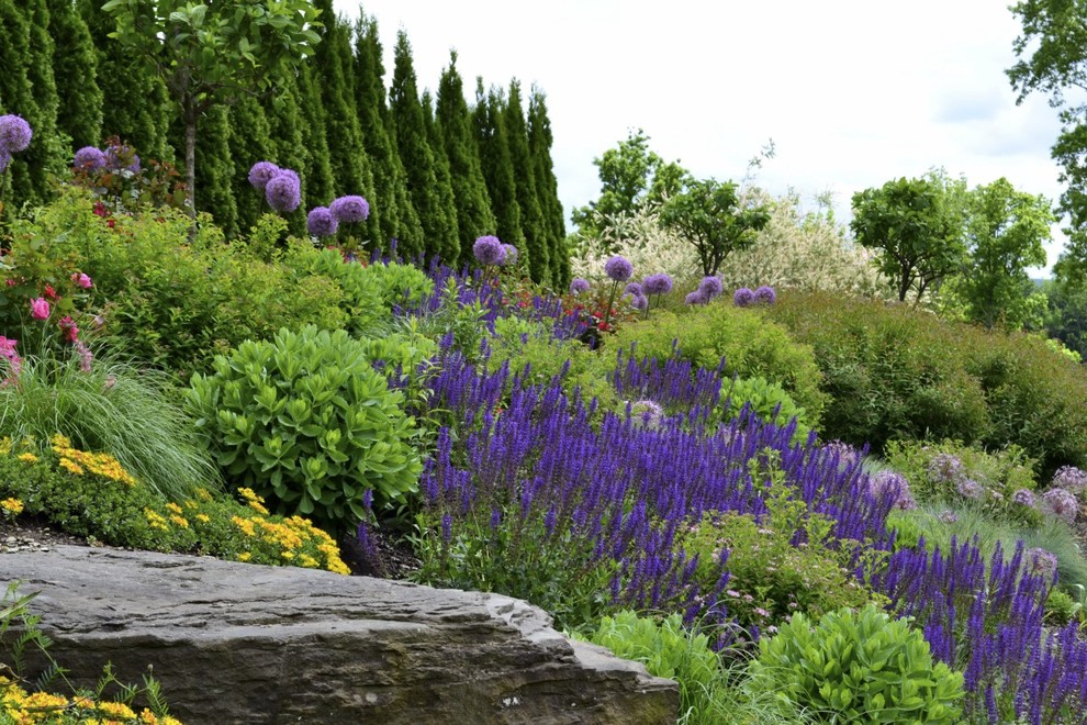 Mediterranean Home Decor Landscape Contemporary with Boulders Bushes Hill Landscape