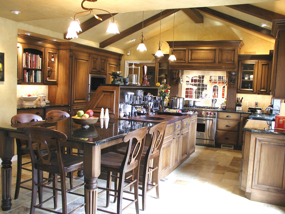 Mediterranean Kitchen Design Kitchen Mediterranean with Applied Molding Cabinets Butcher