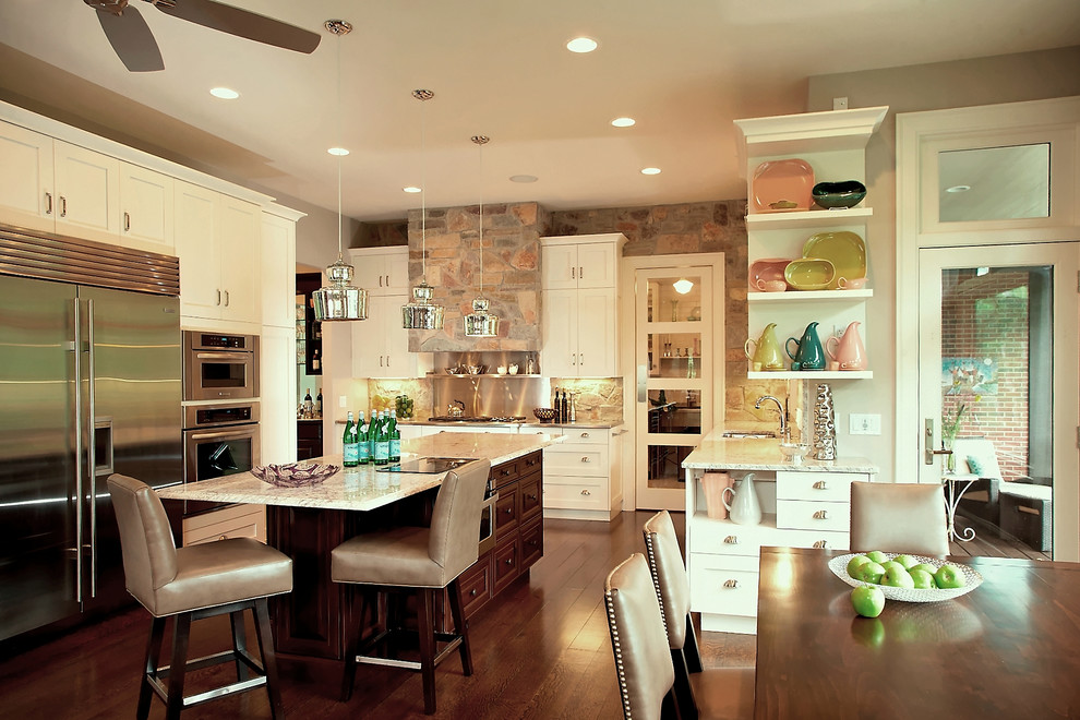 Mercury Glass Pendant Light Kitchen Traditional with Brown Leather Counter Stool