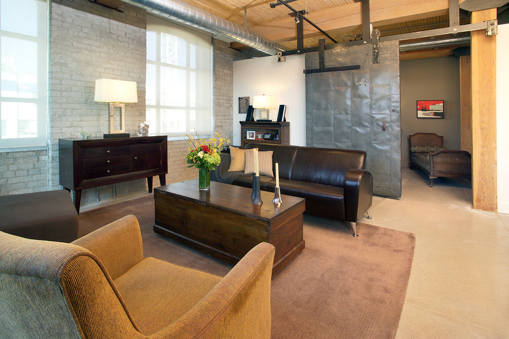 Metal Barn Doors Living Room Contemporary with Area Rug Barn Door