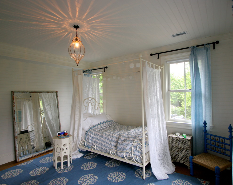 Metal Canopy Bed Bedroom Traditional with Accent Table Bed Curtains