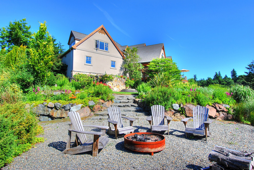 Metal Fire Pit Patio Traditional with Adirondack Chair Boulder Landscape