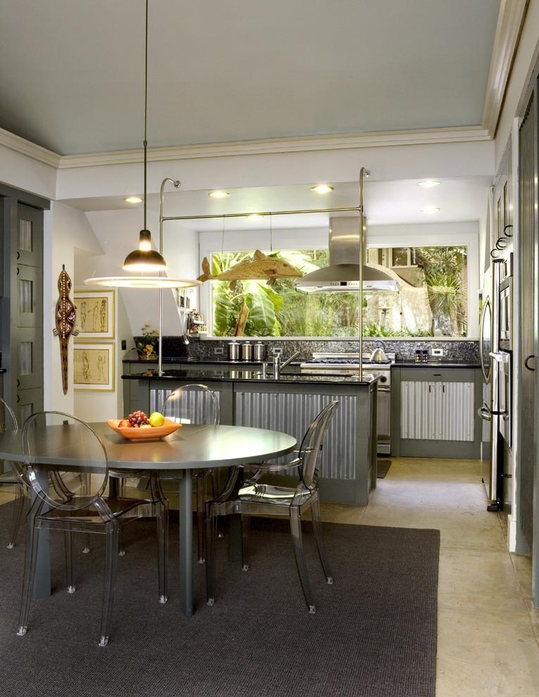 Metal Kitchen Cabinets Kitchen Industrial with Chrome Bars Contemporary Kitchen