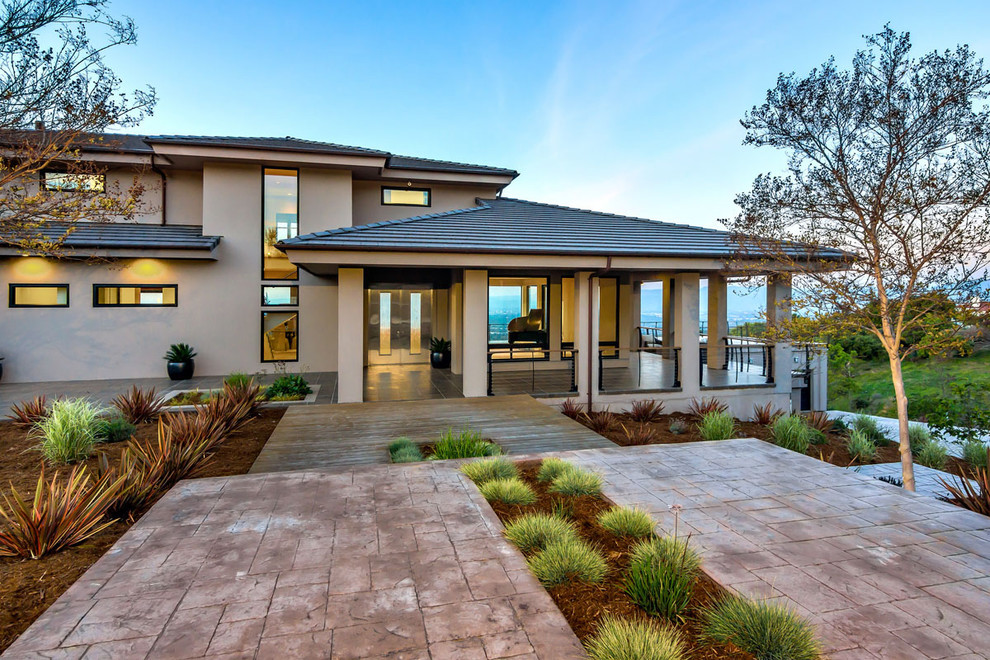 Metal Mosaic Tile Exterior Modern with Cable Rail System Ipe