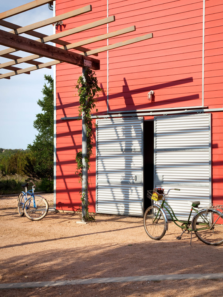 Metal Sliding Doors Garage and Shed Farmhouse with Barn Hinge Bicycle Caged