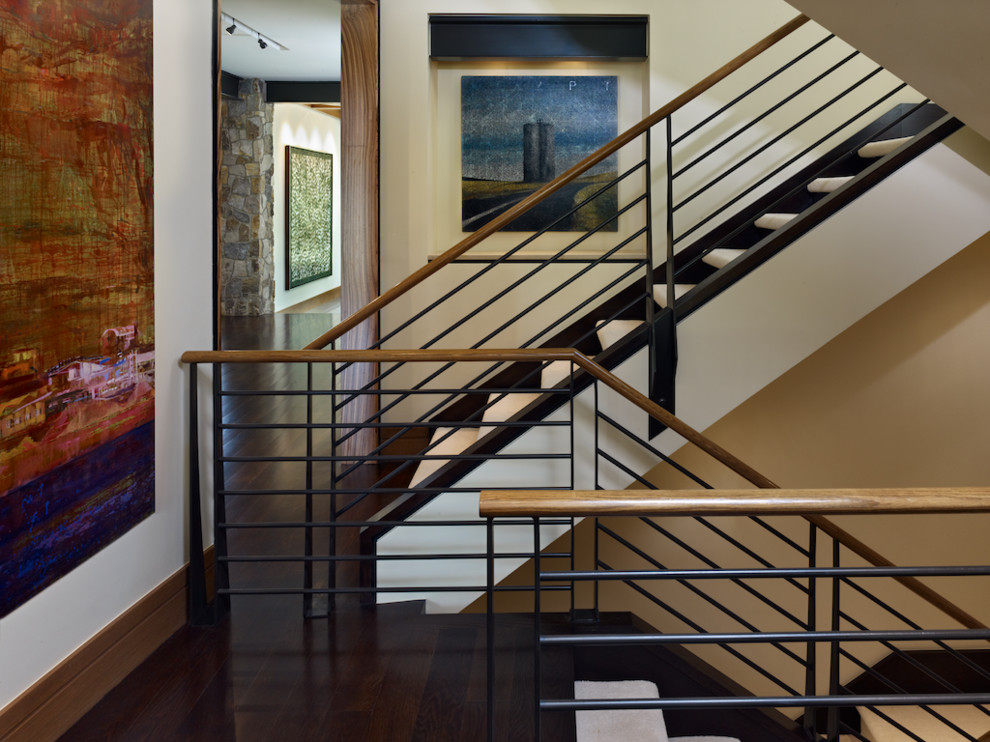 Metal Stair Railing Staircase Rustic with Art Brown Baseboard Colorado