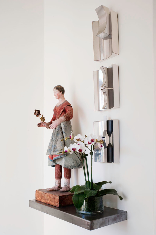 Metal Wall Shelf Spaces Eclectic with Antique Art Antique Sculpture