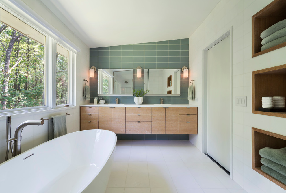 Mid Century Bathroom Vanity Bathroom Midcentury with Floating Vanity Floor Mount