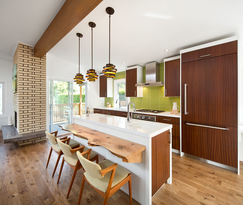 Mid Century Chairs Kitchen Midcentury with Grain Match Green Wall