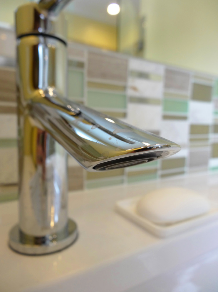 Mid Century Modern Cabinet Bathroom Midcentury with Glass Subway Tile Mid