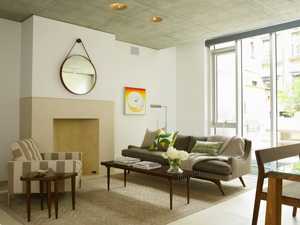 Mid Century Modern Couch Living Room Contemporary with Accent Ceiling Area Rug