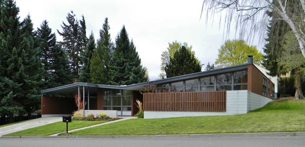 Mid Century Modern Decorating Ideas Exterior Midcentury with Butterfly Roof Carport Concrete