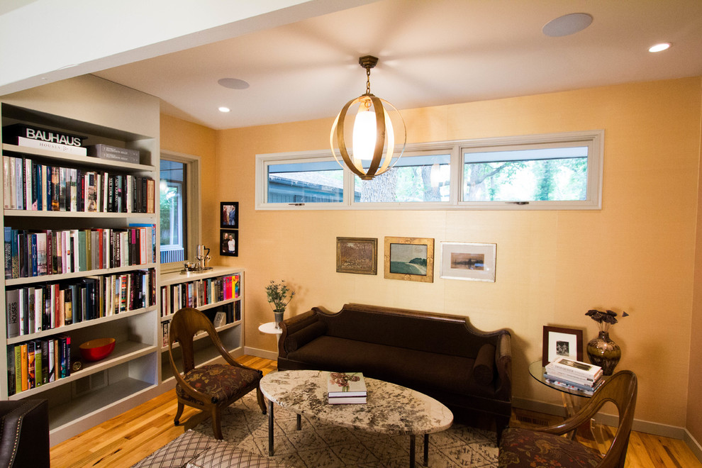 Mid Century Modern Sectional Living Room Modern with Antiques Built in Bookshelves