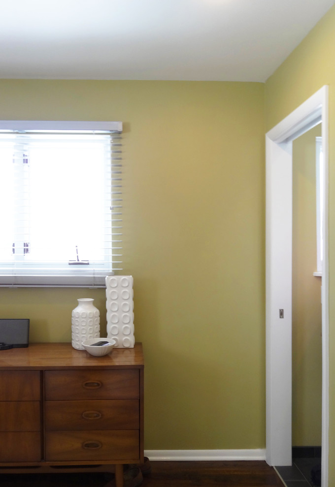 Mid Century Modern Vanity Bedroom Midcentury with Chartreuse Walls Dark Wood