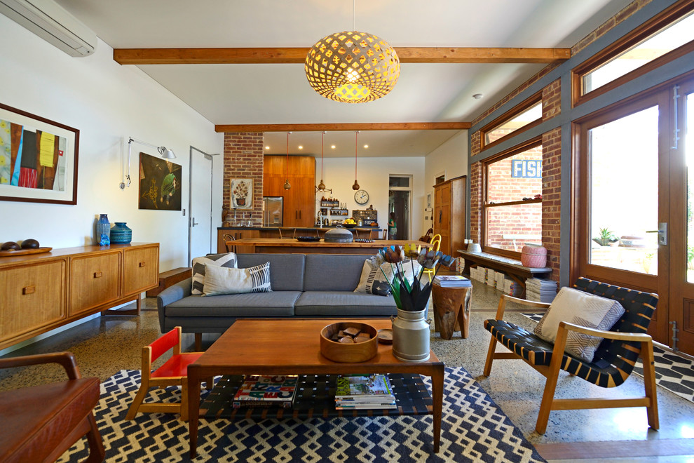 Mid Century Sleeper Sofa Living Room Midcentury with Australian Ecclectic Exposed Beams