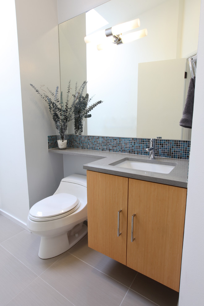 Mid Century Vanity Bathroom Midcentury with Bamboo Vanity Bathroom Tile