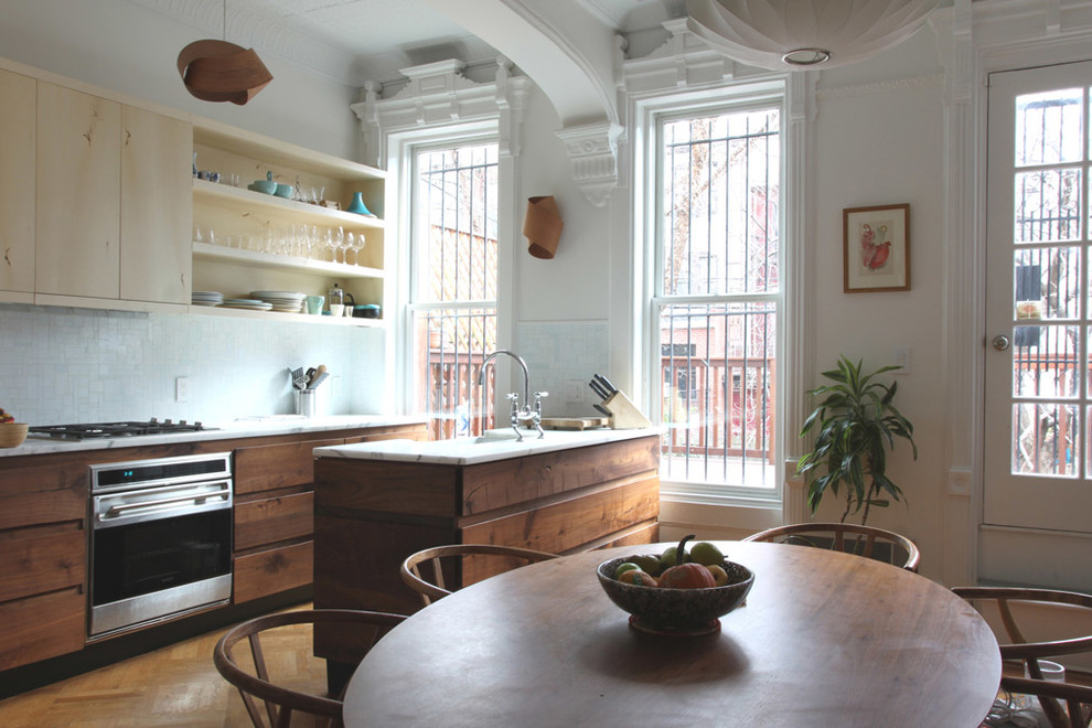 Milk Glass Tile Kitchen Contemporary with Brownstone Kitchen Kitchen Appliances