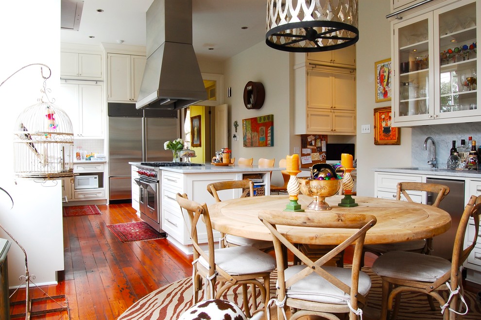 Milk Glass Tile Kitchen Eclectic with Beige Wall Birdcage Bright