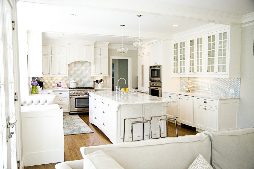 Milk Glass Tile Kitchen Traditional with Aqua Kitchen Breakfast Nook