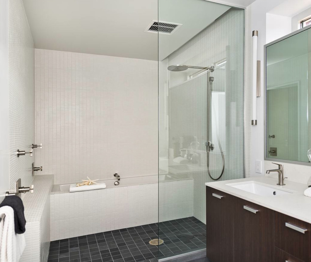 Mini Subway Tile Bathroom Modern with Aran Cabinetry Aran Cabinets