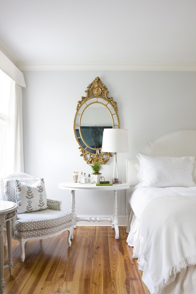 Mirror Bedside Table Bedroom Traditional with Beige Curtain Beige Molding