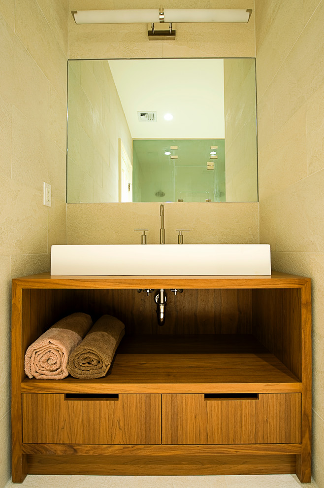 Mirrored Bathroom Vanity Bathroom Modern with Above Counter Sink Bathroom