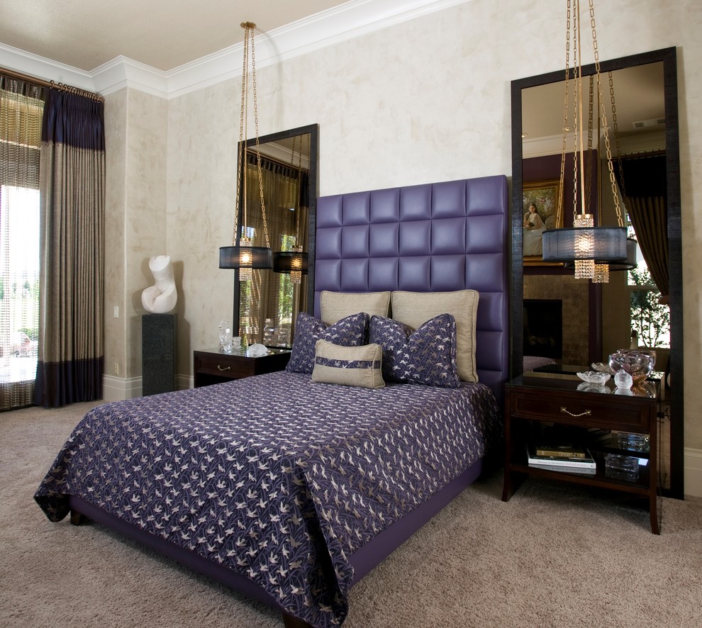 Mirrored Bedroom Furniture Bedroom Contemporary with Baseboards Bedside Table Bold