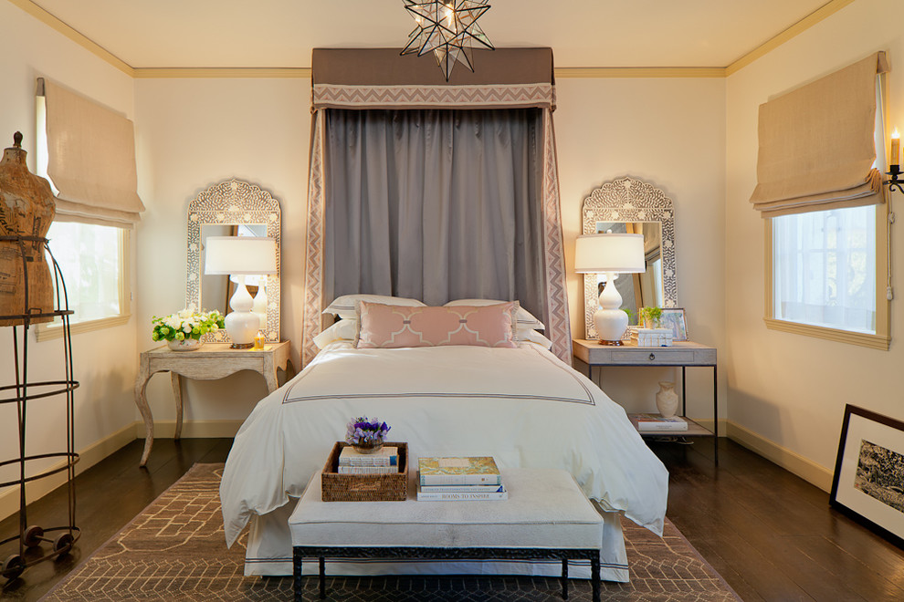 Mirrored Bedside Table Bedroom Mediterranean with Area Rug Baseboards Bed
