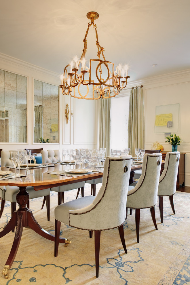 Mirrored Dining Table Dining Room Traditional with Beige Dining Chair Beige