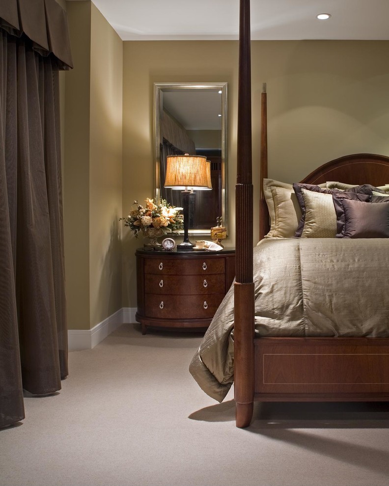 Mirrored End Table Bedroom Traditional with Baseboard Bedding Bow Front Brown