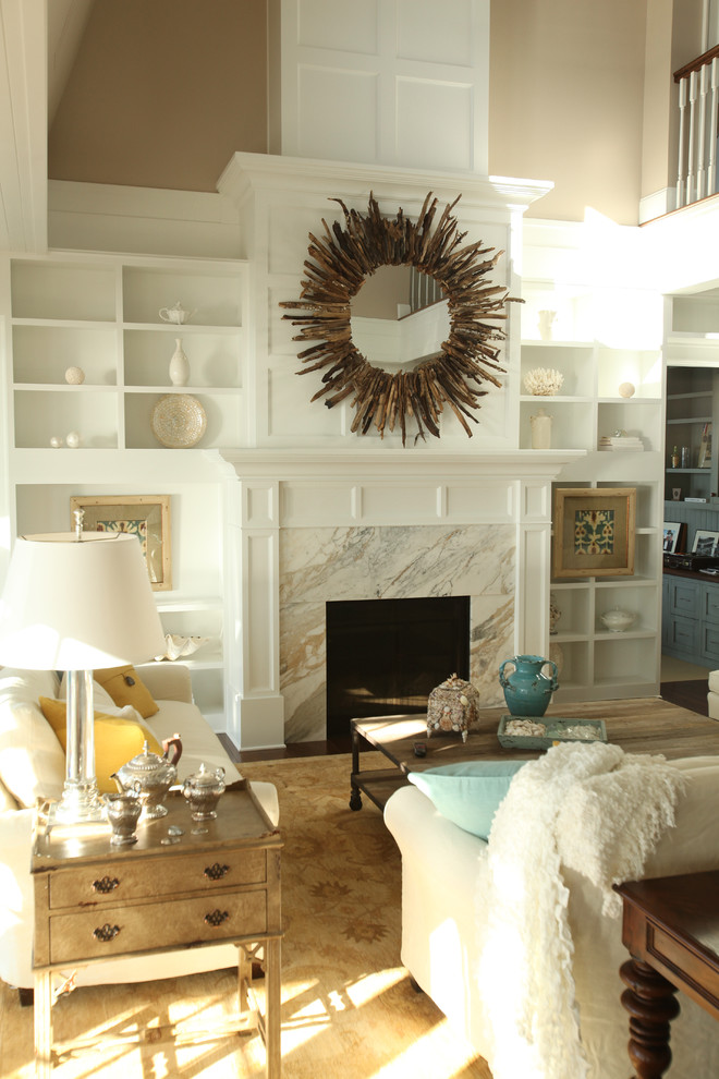 Mirrored End Table Living Room Transitional with Built in Shelves Built