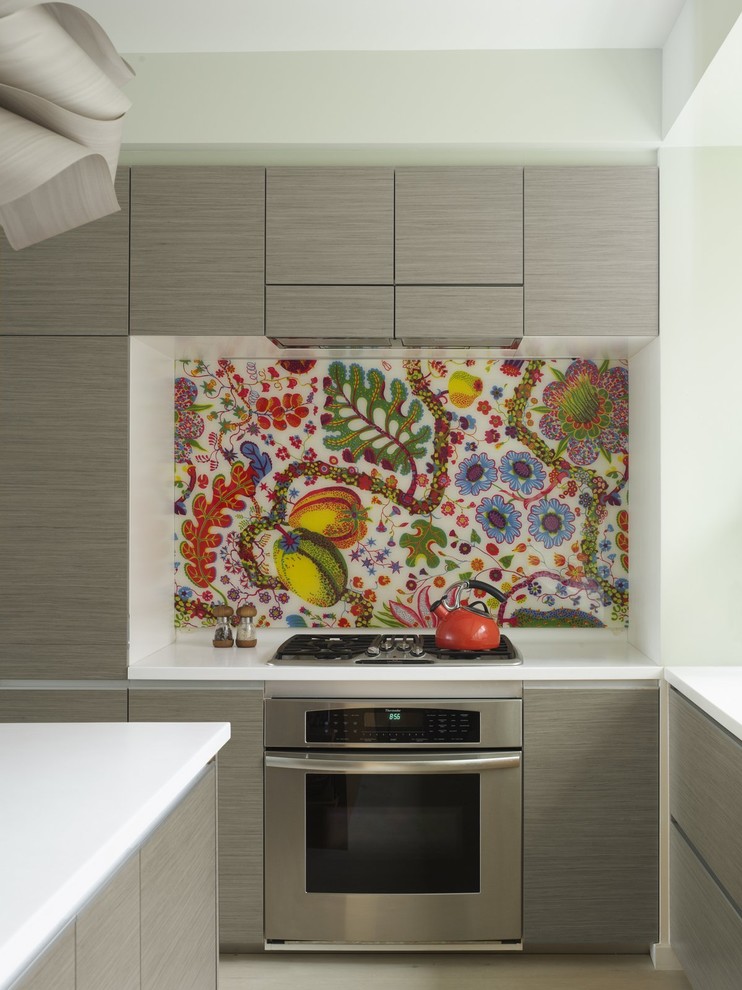 Mission Style Fabric Kitchen Eclectic with Backsplash Fabric Backsplash Floral