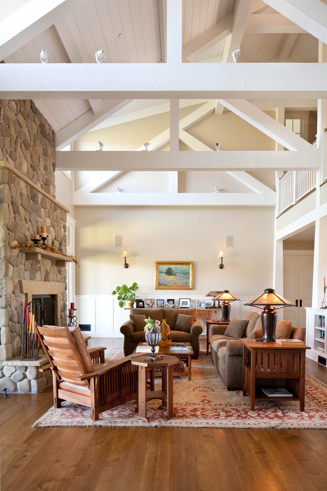 Mission Style Living Room Furniture Living Room Farmhouse with Area Rug Balcony Beams