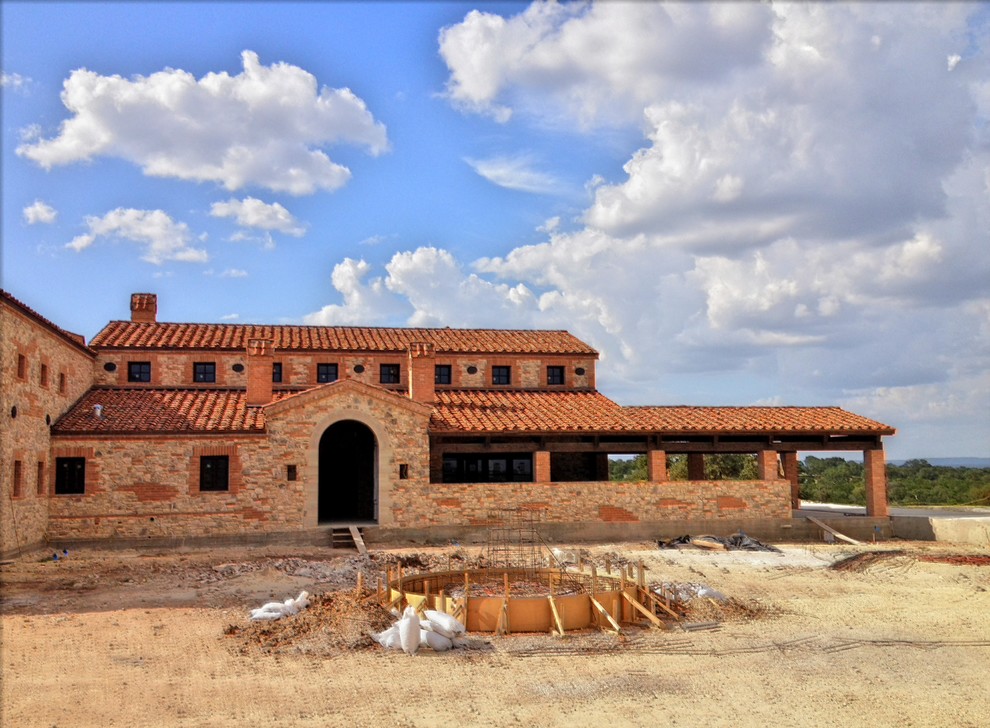 Mitsubishi Mini Split Spaces Mediterranean with Antique Reclaimed Italian Terra