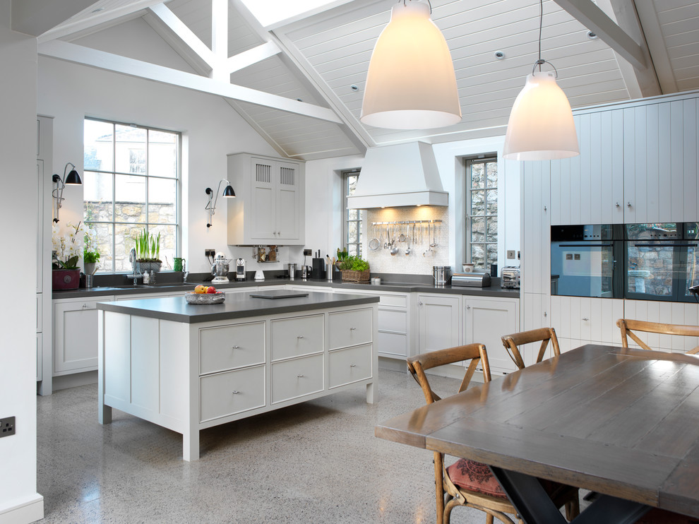 Mobile Kitchen Island Kitchen Contemporary with Black Countertop Cement Floor