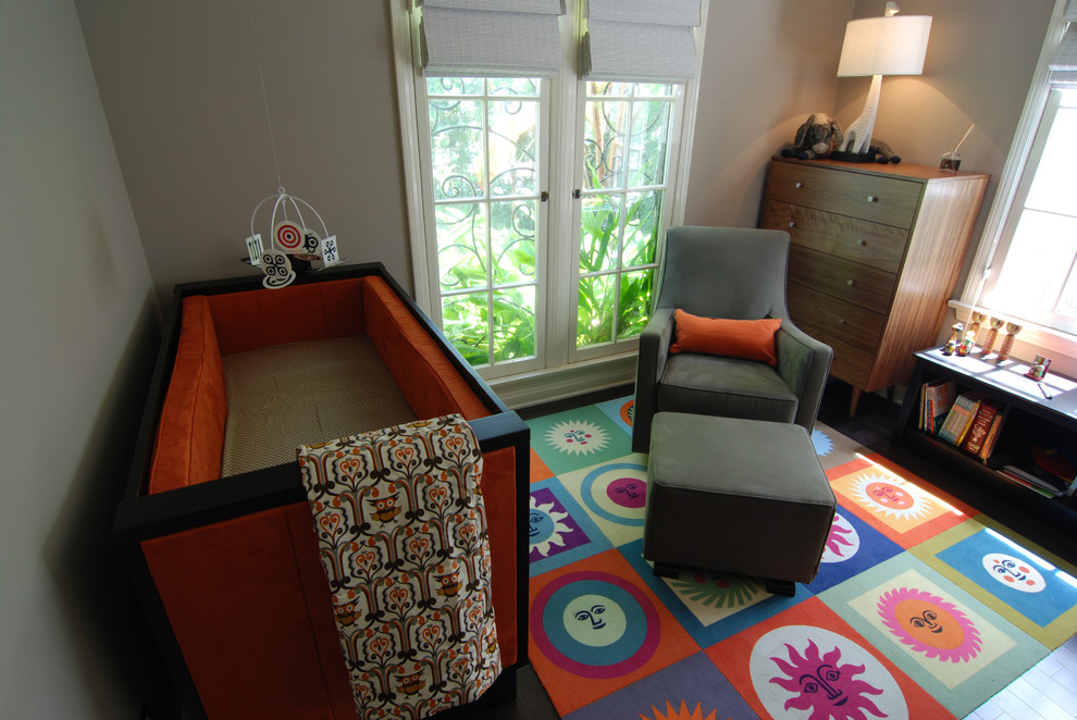 Modern Baby Crib Nursery Contemporary with Area Rug Arm Chair