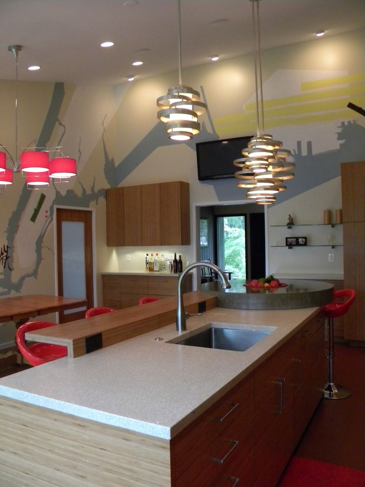 Modern Bar Stool Kitchen Contemporary with Concrete Countertops Custom Bamboo