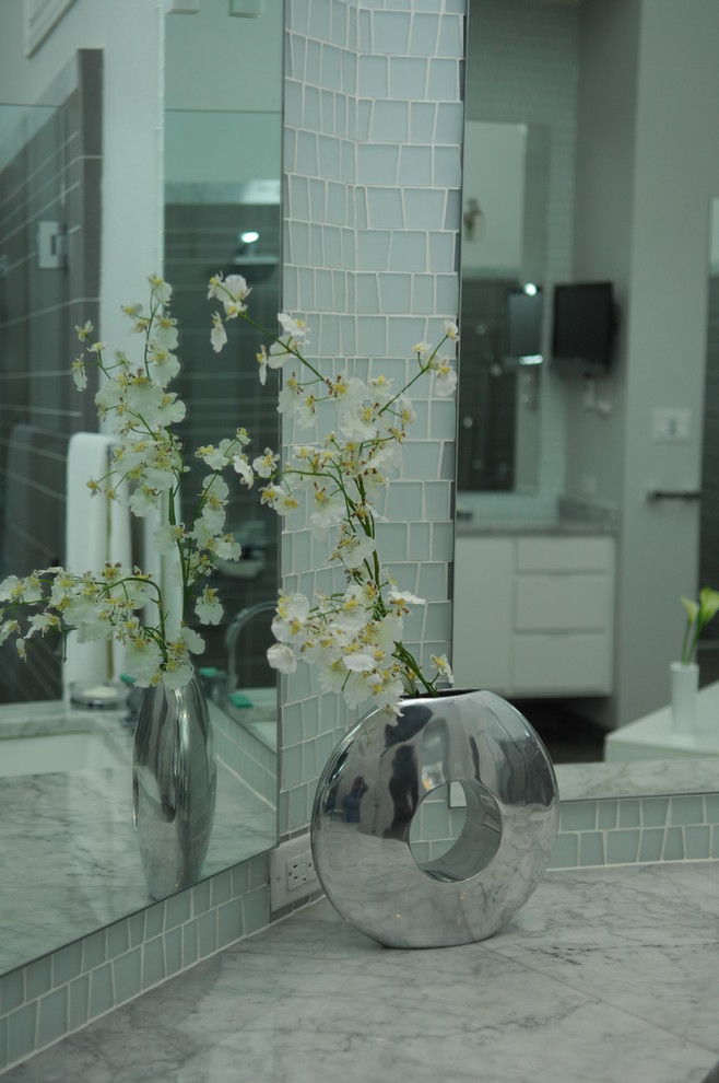 Modern Bathroom Accessories Bathroom Contemporary with Aloe Glass Backsplash Contemporary